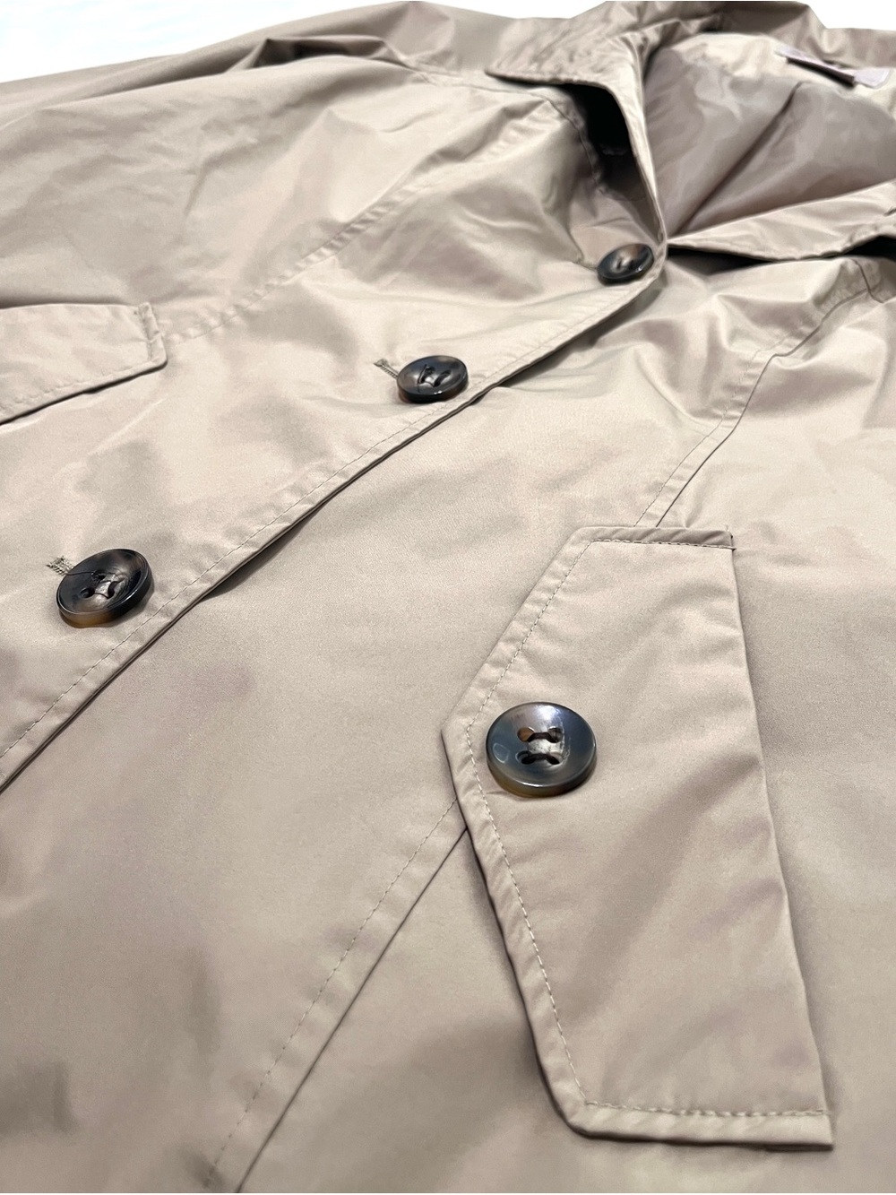 White Stag Khaki Brown Button Front Rain Jacket Hooded Trench Coat Large - Picture 3 of 5